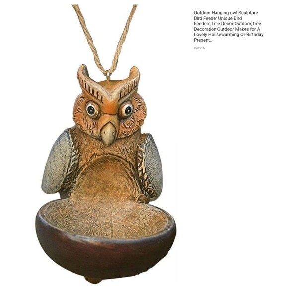 Brown Owl Hanging bird feeder decor - Picture 3 of 3